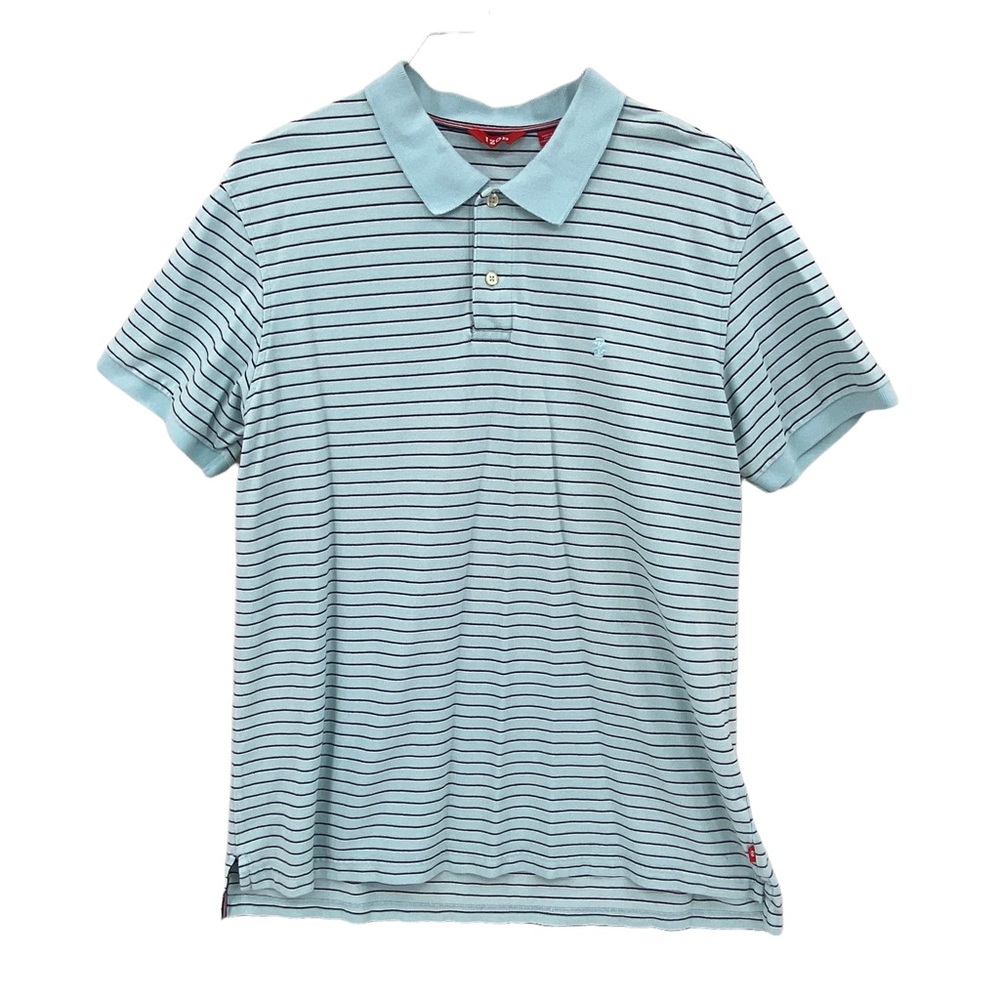 IZOD Blue Short Sleeve Striped Polo Shirt